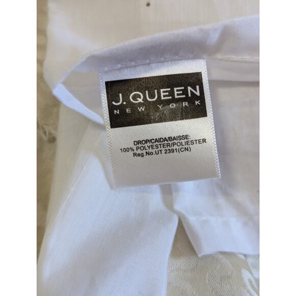 J. QUEEN, NEW YORK! GOLDEN CREAM SQUIGGLES & CONTRAST BAR DROP BEDSKIRT! SZ KG - Picture 5 of 9